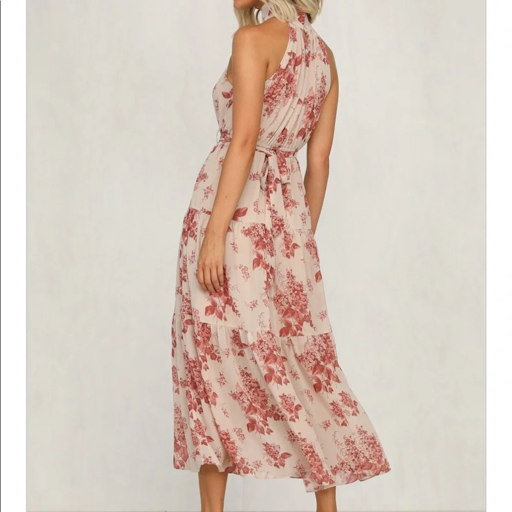 ✨SOLD✨ NWT Petal & Pup High Neck Tiered Floral Midi Dress in Dusty Pink - 4 - Picture 2 of 7